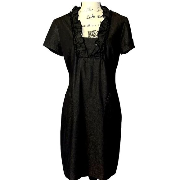 Perceptions black denim ruffle dress 8 - Picture 1 of 6